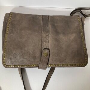 Womens Viola Castellani Leather Taupe Shoulder Crossbody Bag‎ 9154 NWT